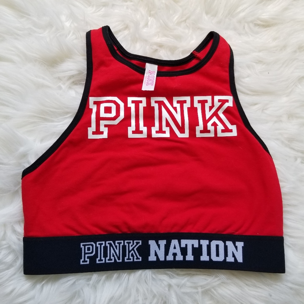 Pink Victorias Secret Red Logo Sports Bra